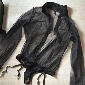 Black black blouse - tulle body luxury Lingerie Maison-Close